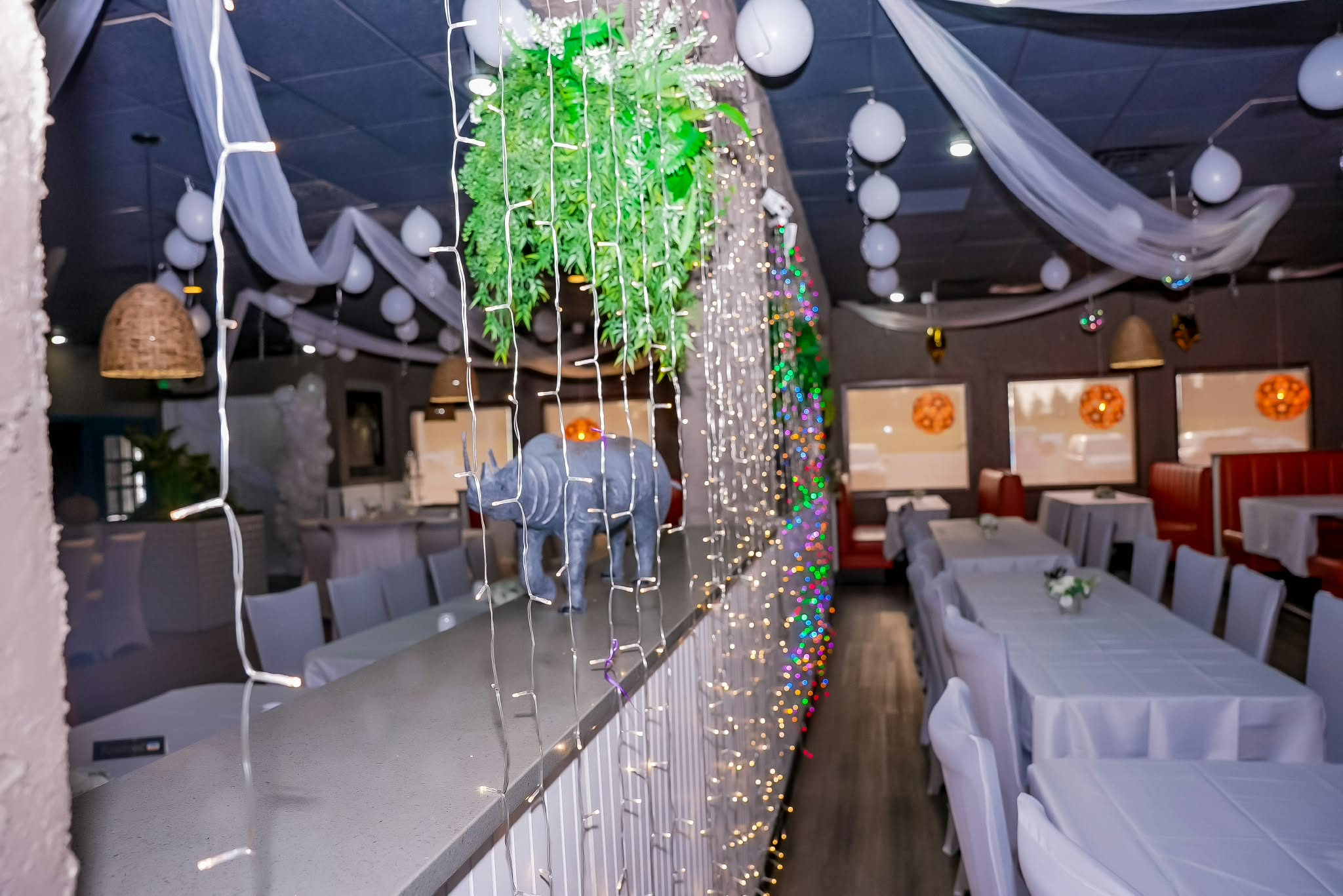 Warmly lit Kilimanjaro VIP dining room